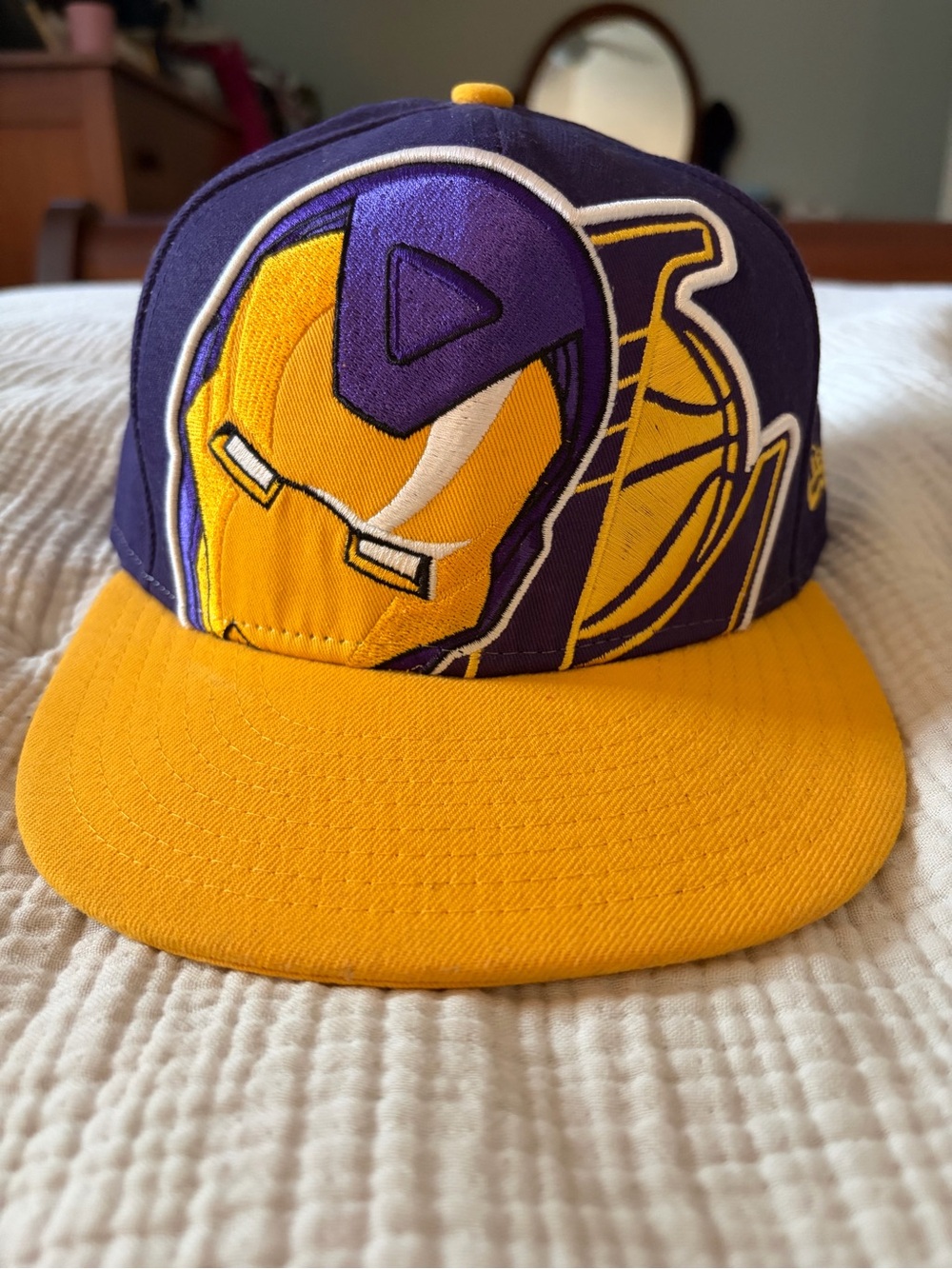 LA Lakers Purple and Yellow Marvel Superhero Snapback Hat - SZ 7.5
